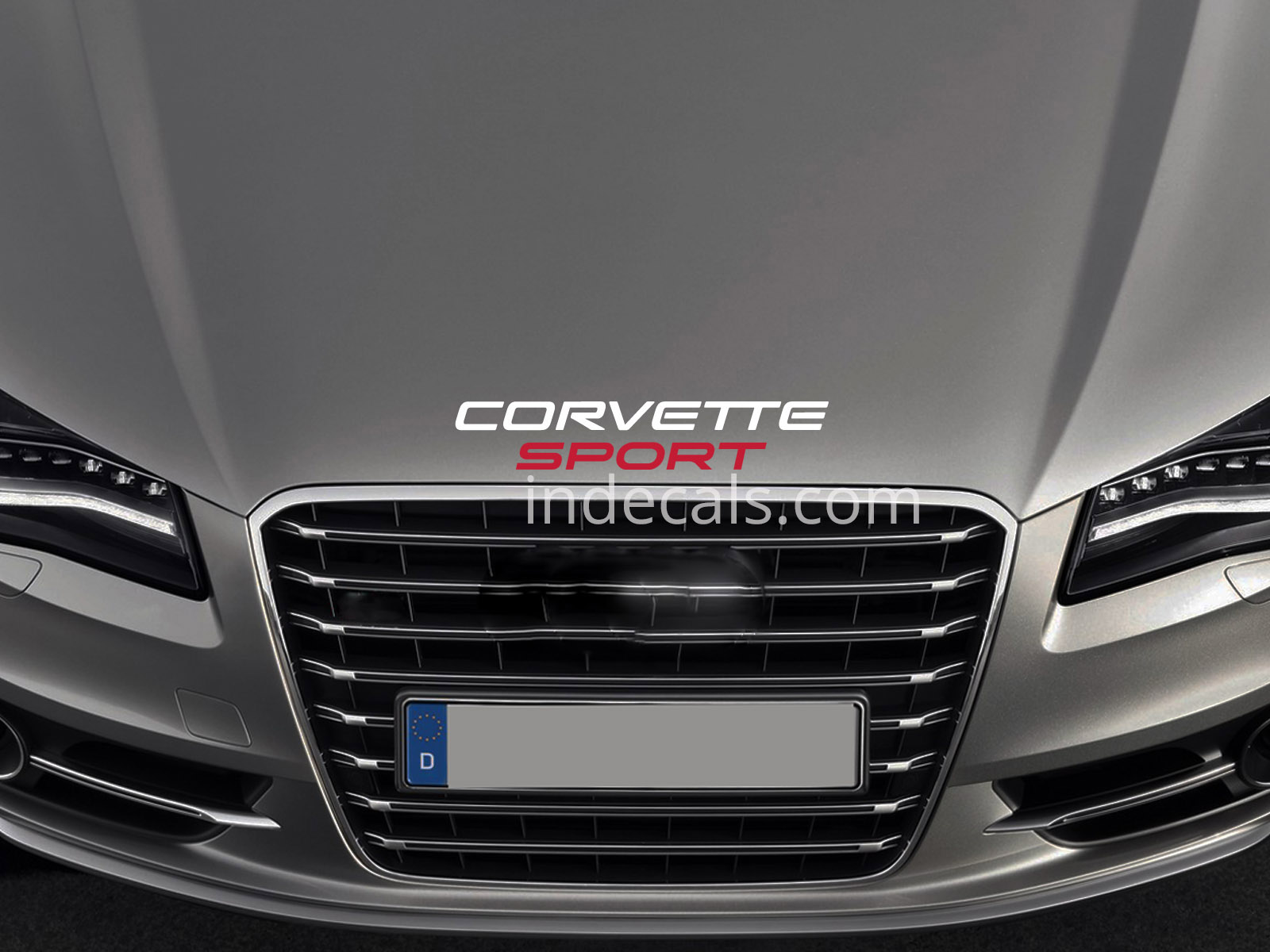 1 x Corvette Sport Sticker for Bonnet - White & Red