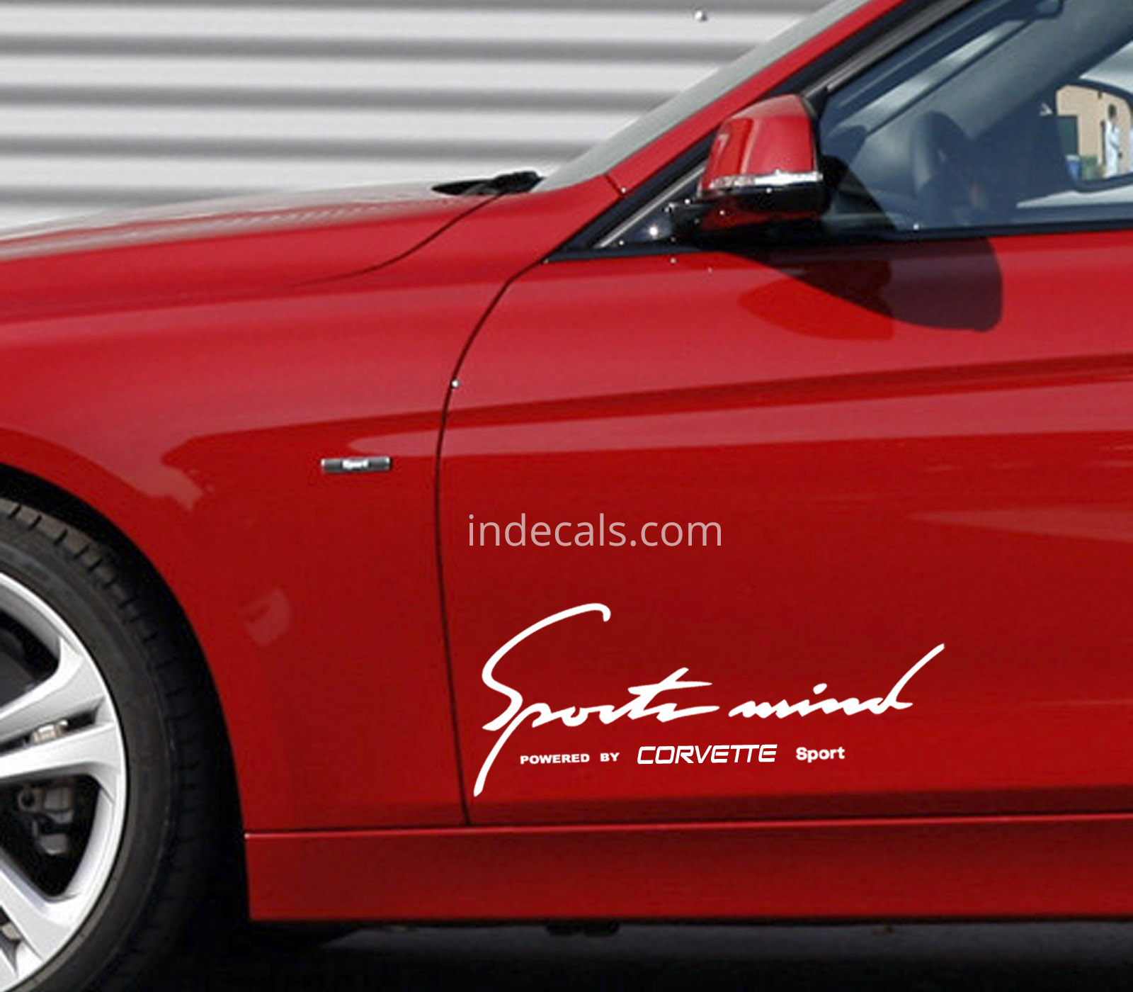2 x Corvette Sports Mind Stickers XL - White