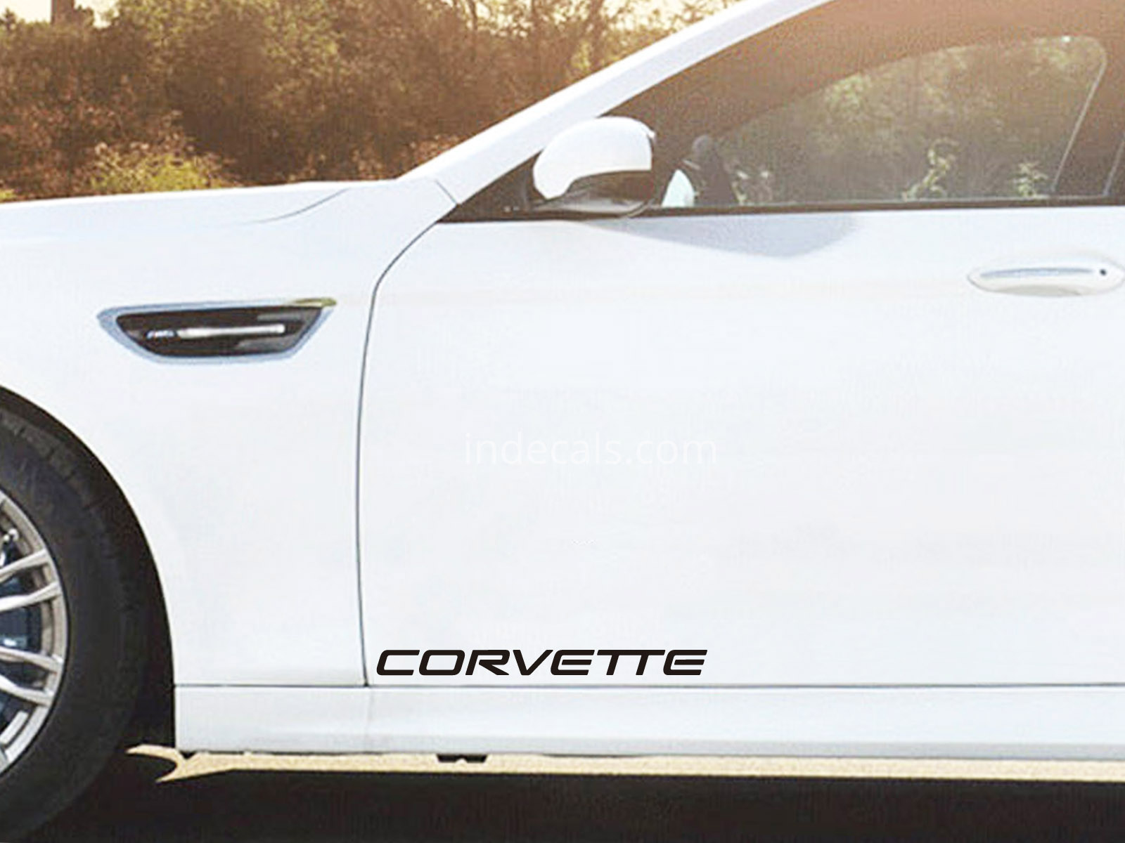 2 x Corvette Stickers for Doors Large - Black