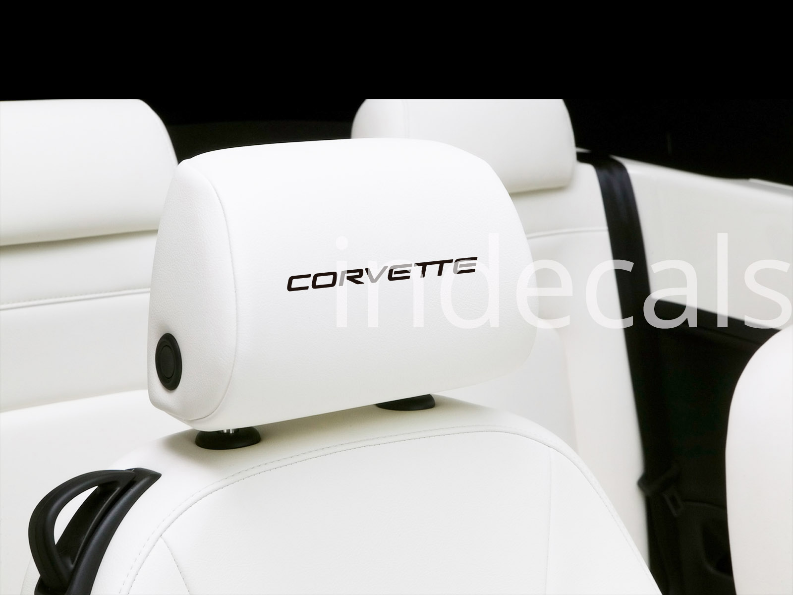 6 x Corvette Stickers for Headrests - Black