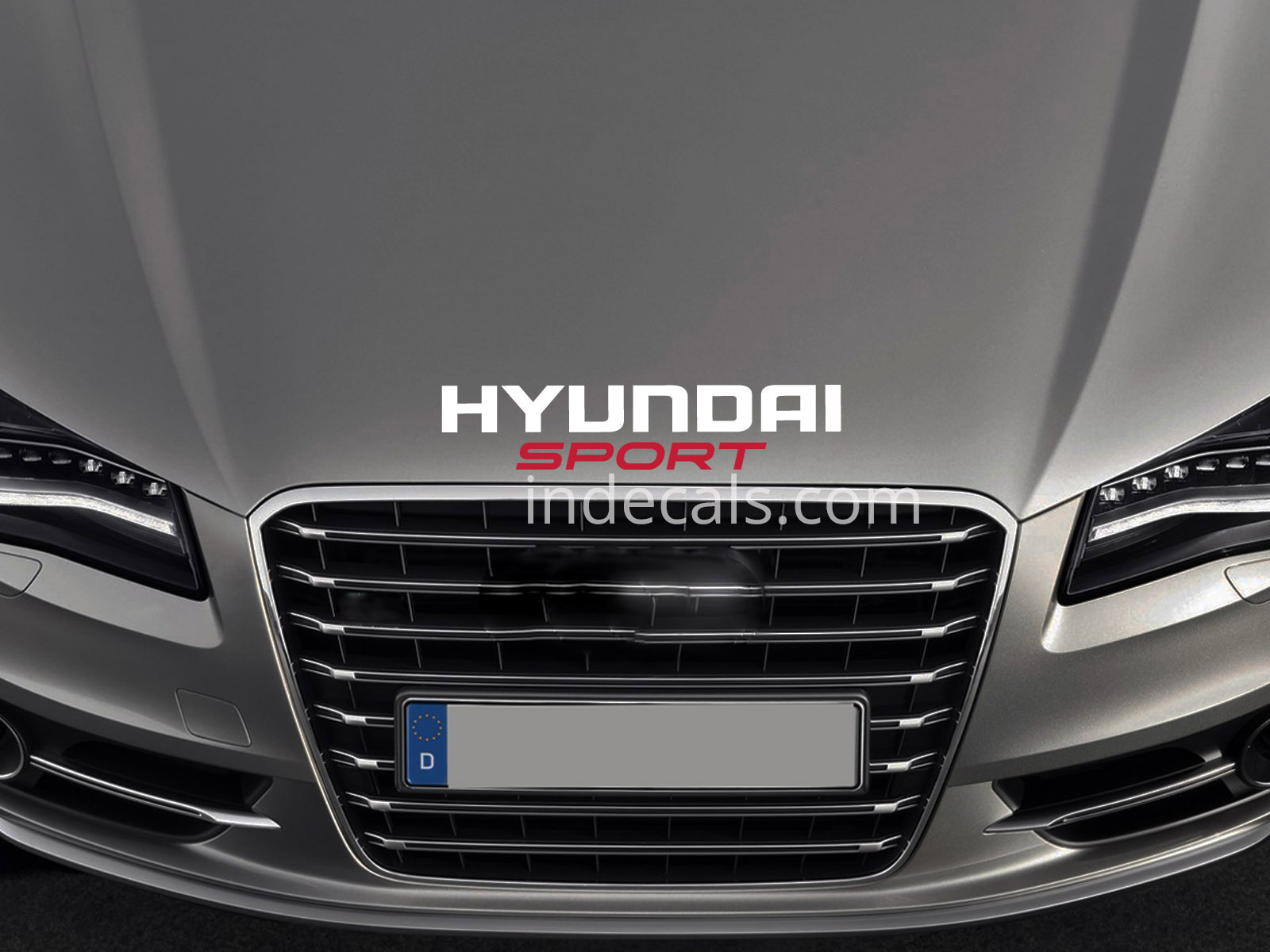 1 x Hyundai Sport Sticker for Bonnet - White & Red