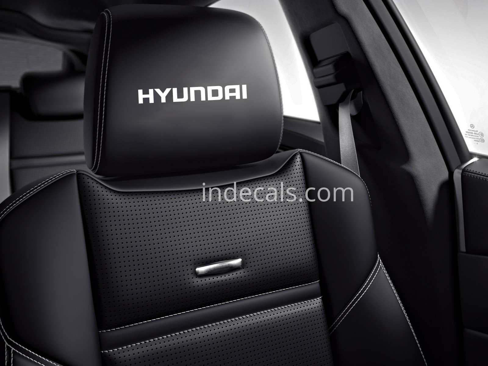 6 x Hyundai Stickers for Headrests - White