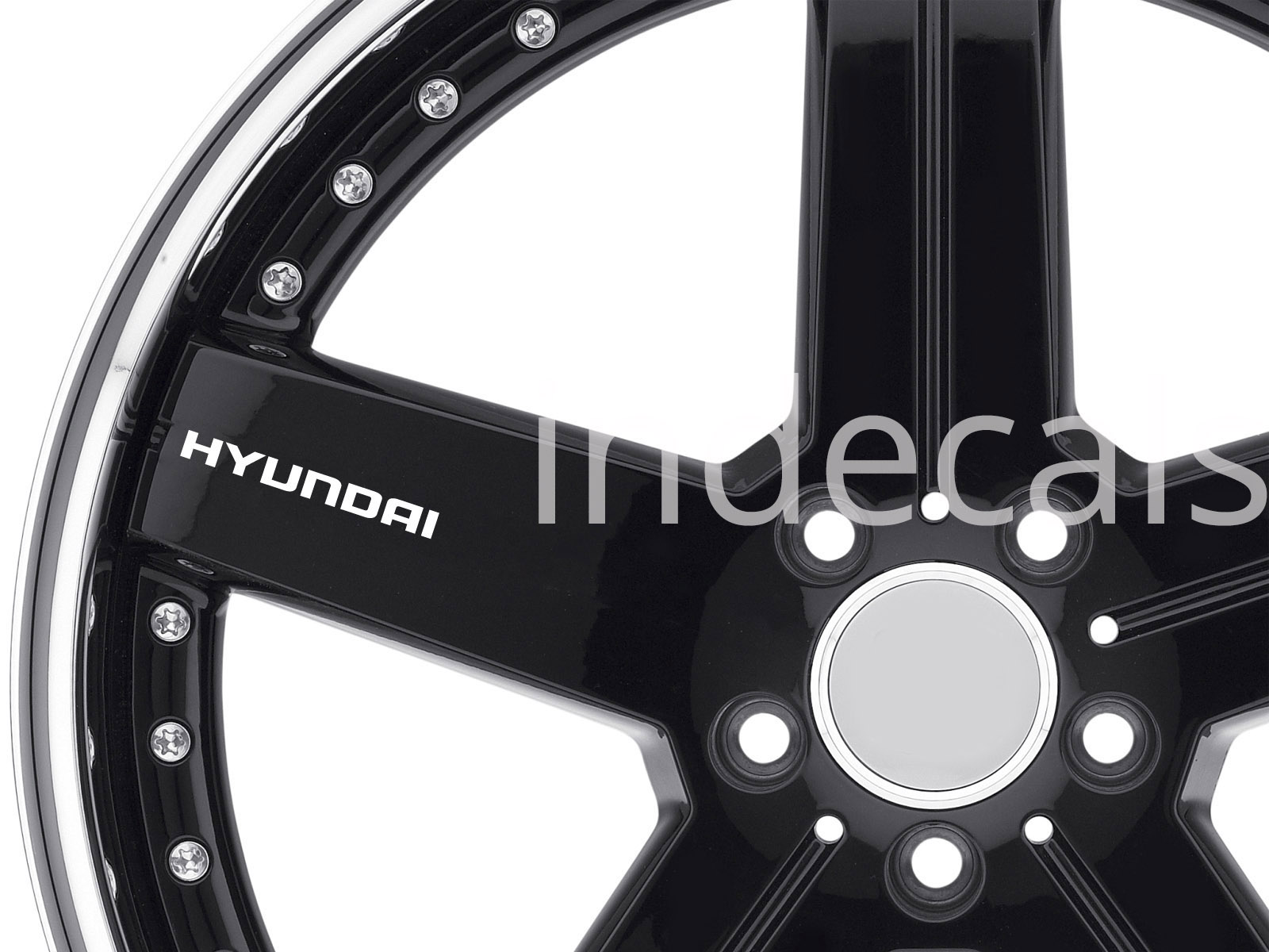 6 x Hyundai Stickers for Wheels - White