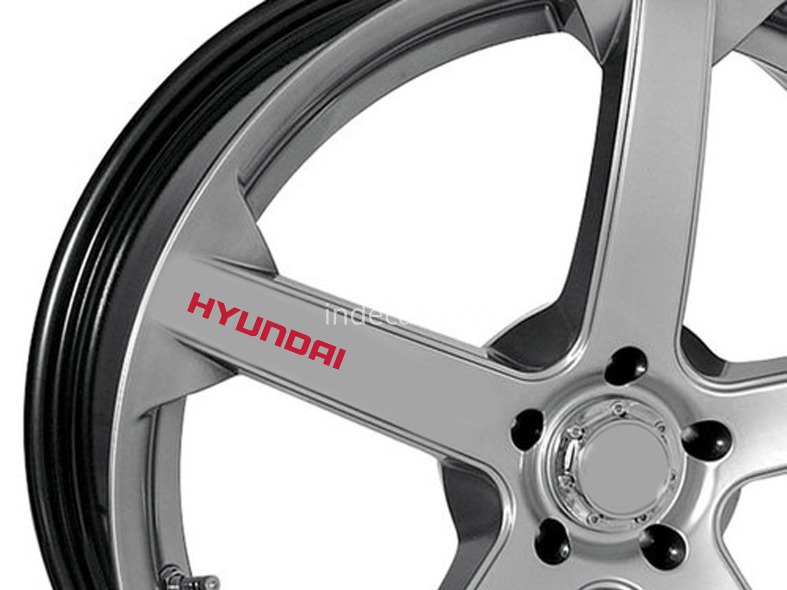 6 x Hyundai Stickers for Wheels - Red