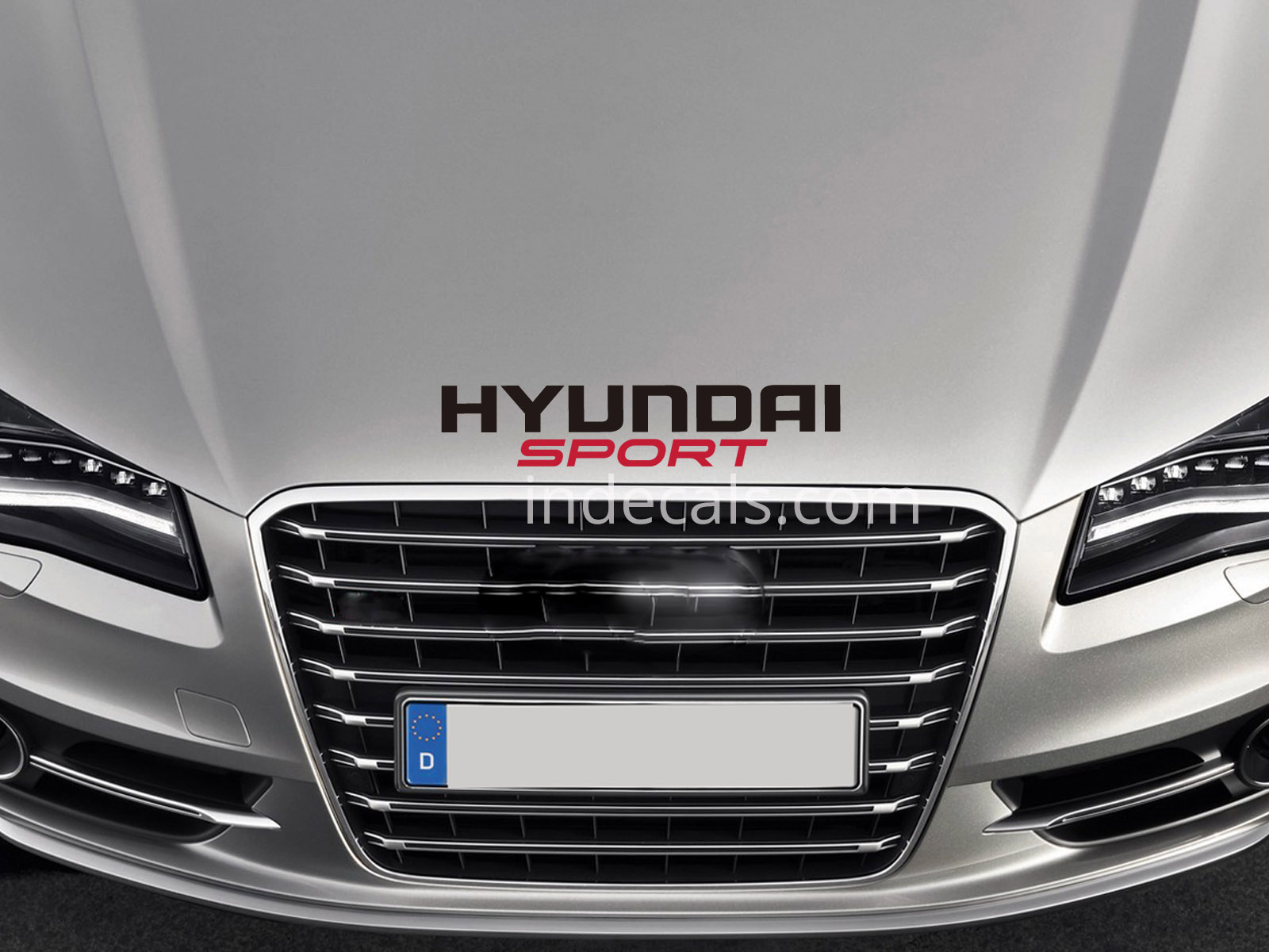 1 x Hyundai Sport Sticker for Bonnet - Black & Red