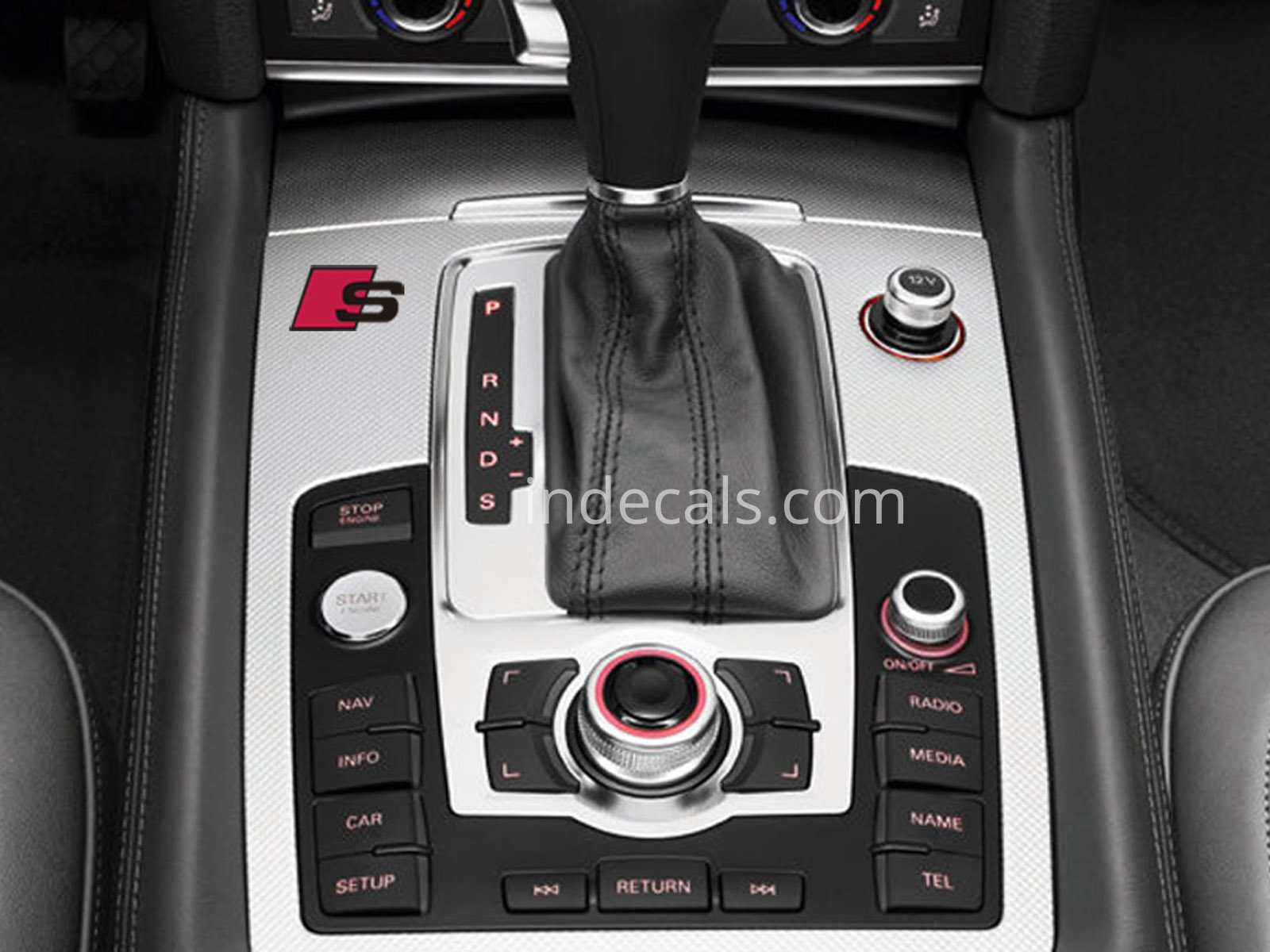 2 x Audi S-Line Stickers for Center Console - Black + Red