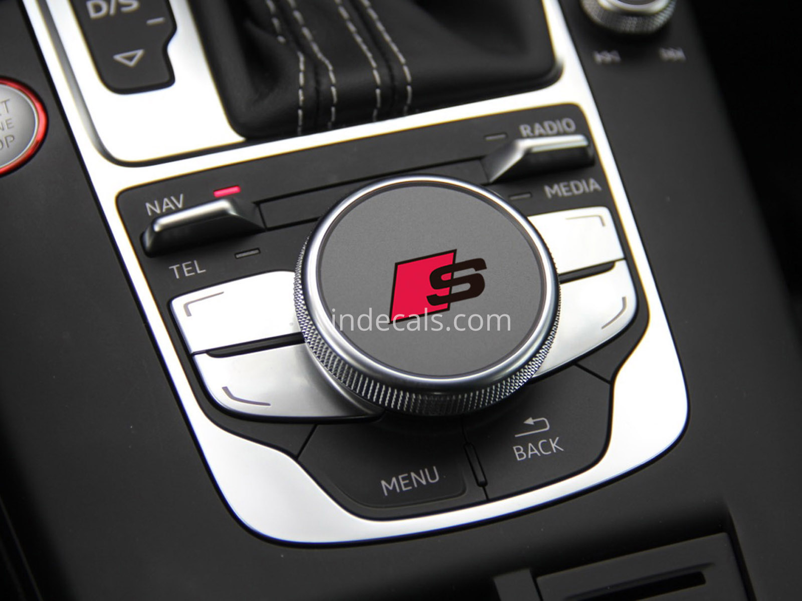 2 x Audi S-Line Stickers for MMI Button - Black + Red