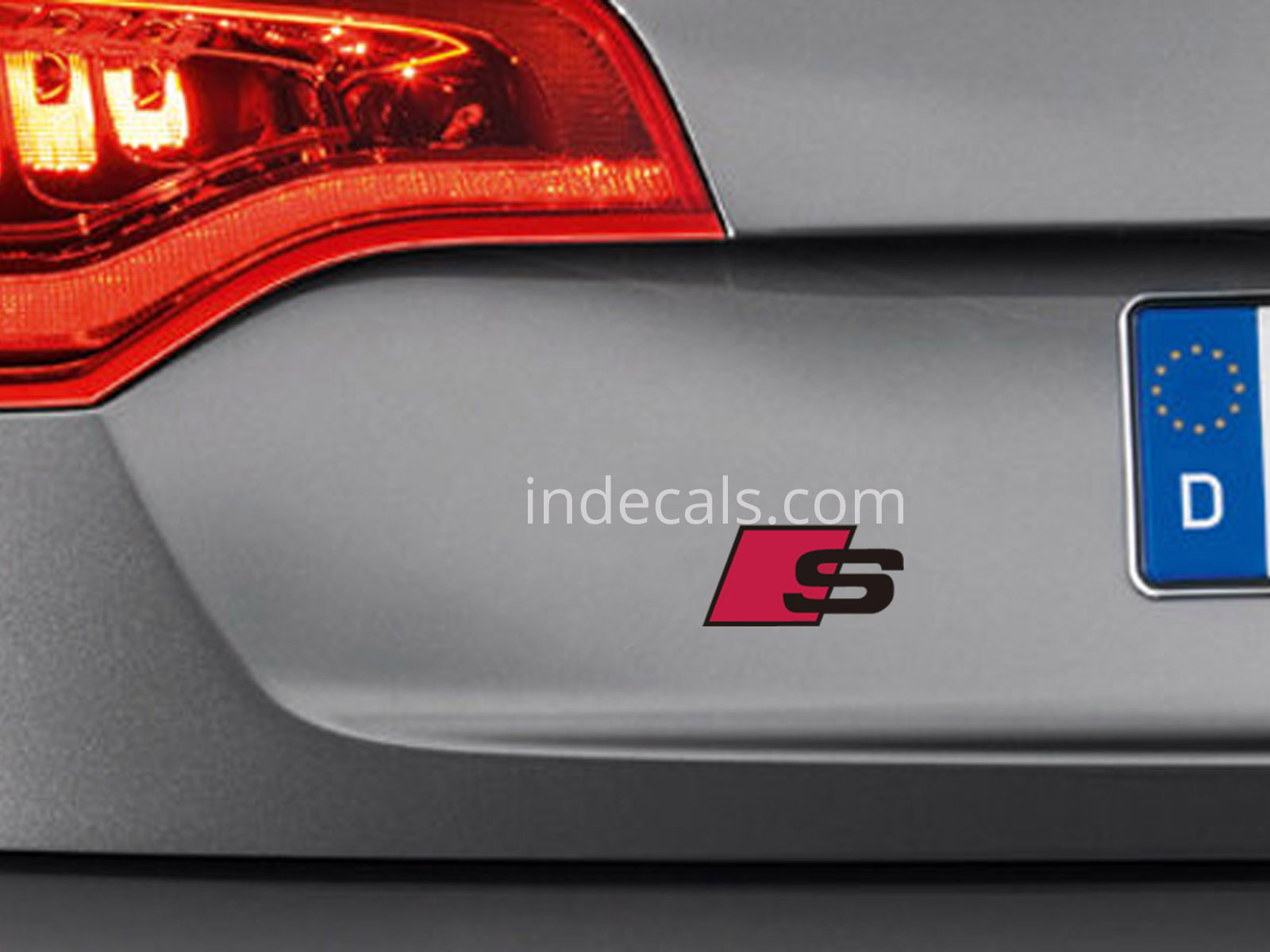 2 x Audi S-Line Stickers for Bood Lid - Black + Red