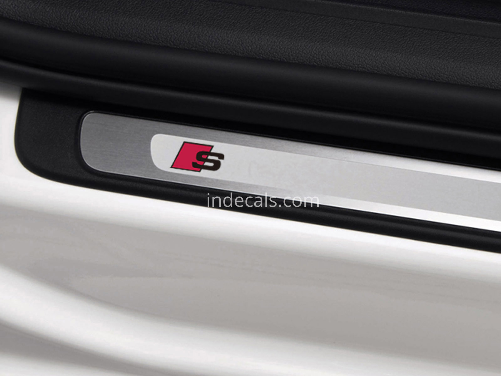 4 x Audi S-Line Stickers for Door Sills - Black + Red