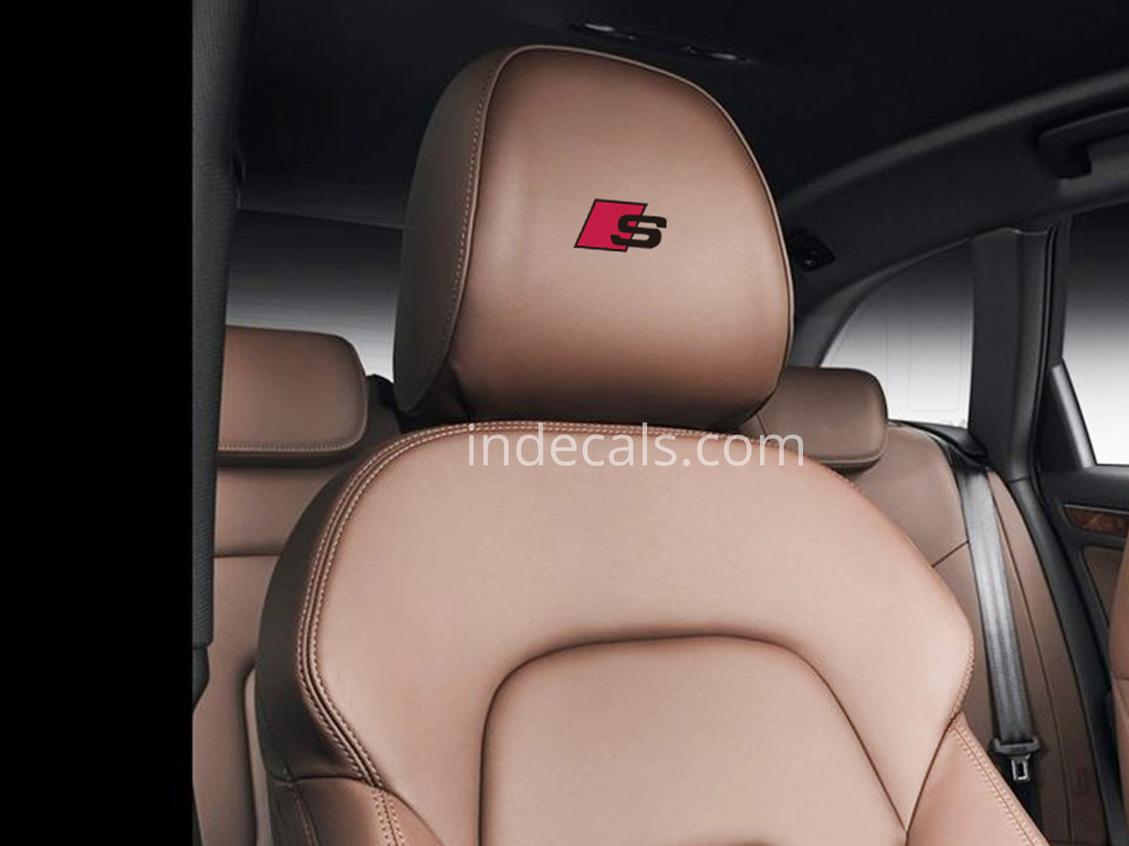 5 x Audi S-Line Stickers for Headrests - Black + Red