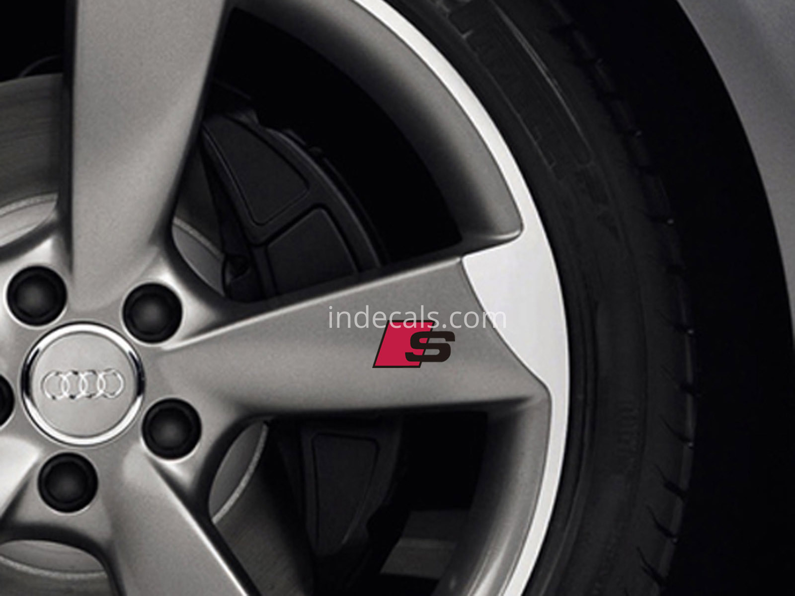 5 x Audi S-Line Stickers for Wheels - Black + Red
