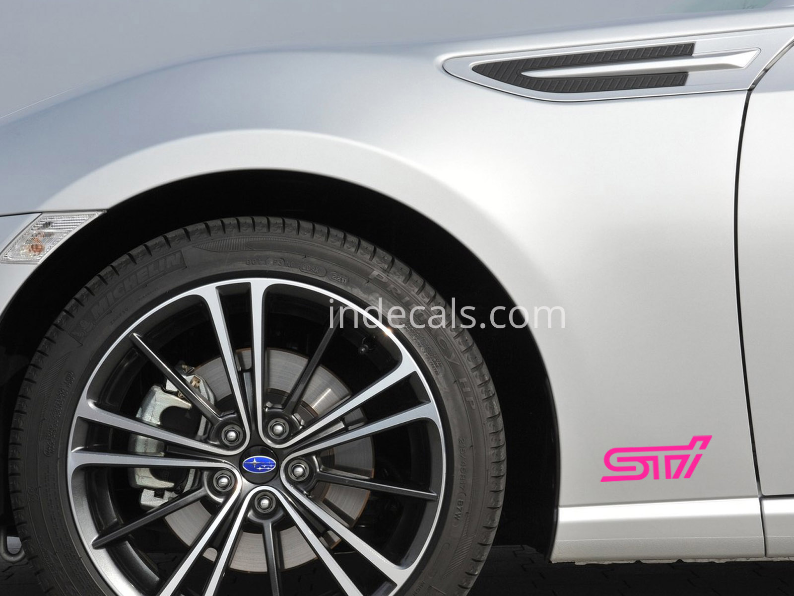 Brake decal stickers fit Subaru STI design front & rear set sizes x4 82 & 36mm 