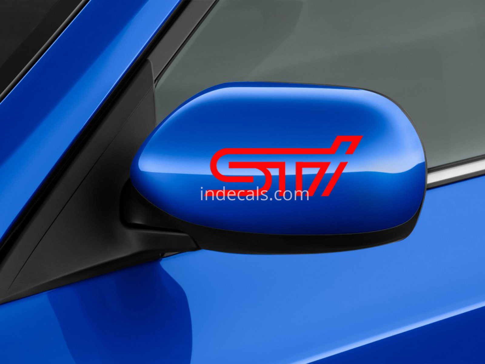 2 x Subaru STI stickers for Mirror Case - Red