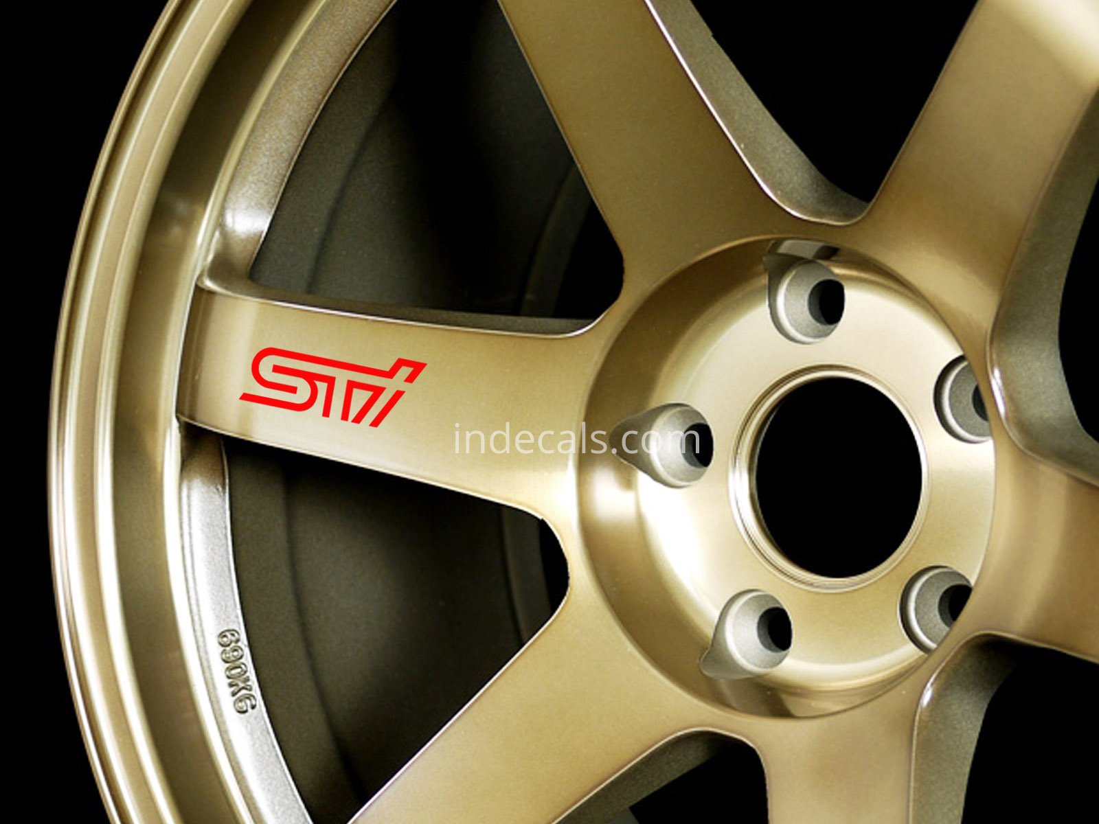 5 x Subaru STI stickers for Wheels - Red