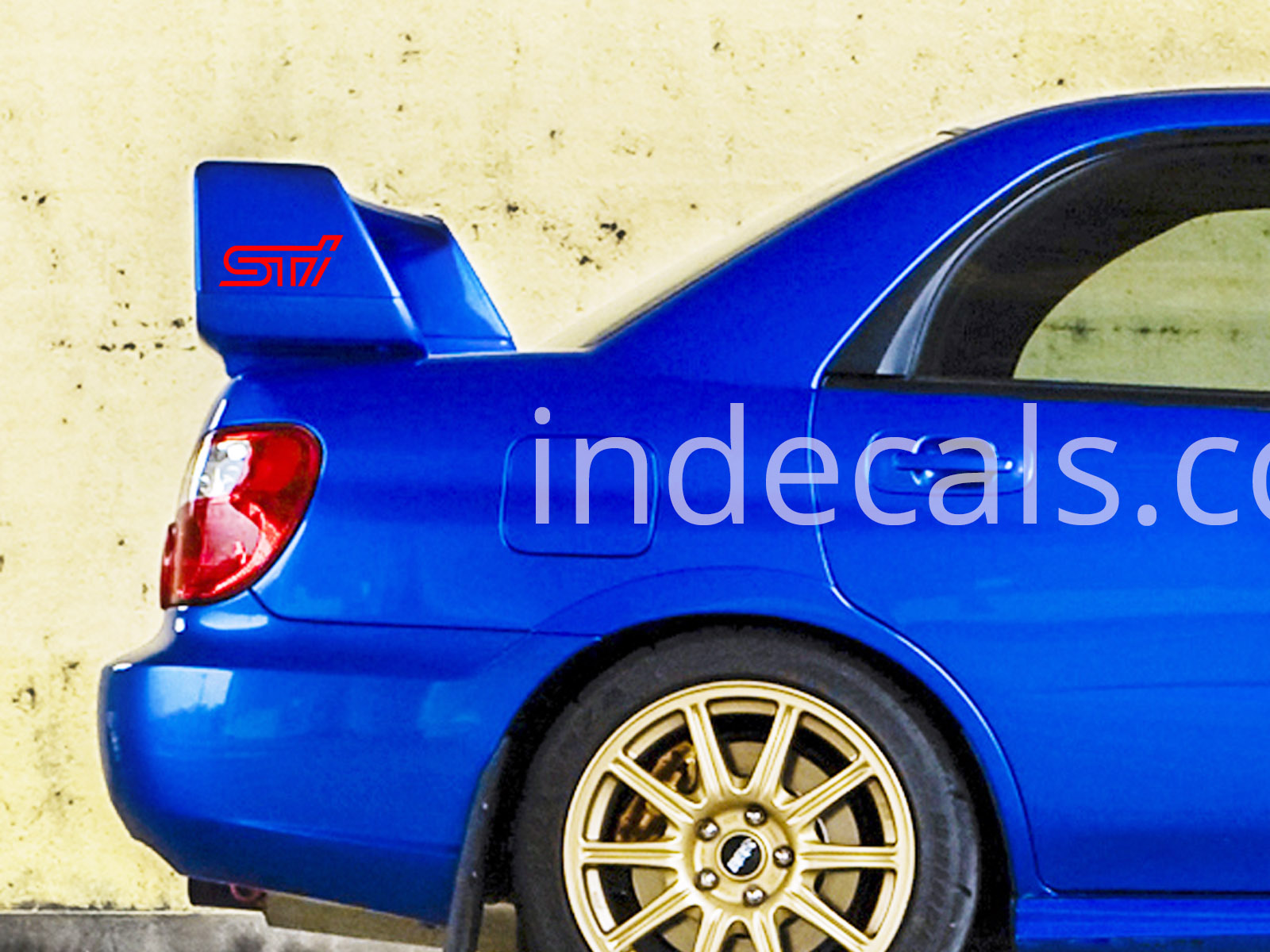 2 x Subaru STI stickers for Wing Spoiler - Red