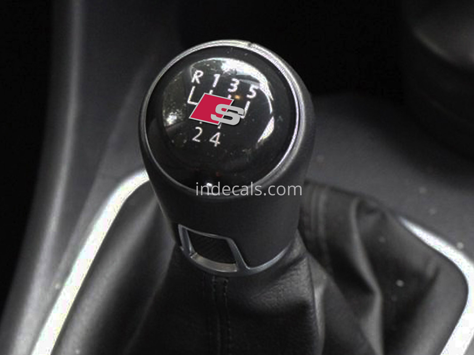 2 x Audi S-Line Stickers for Gear Knob - Silver + Red