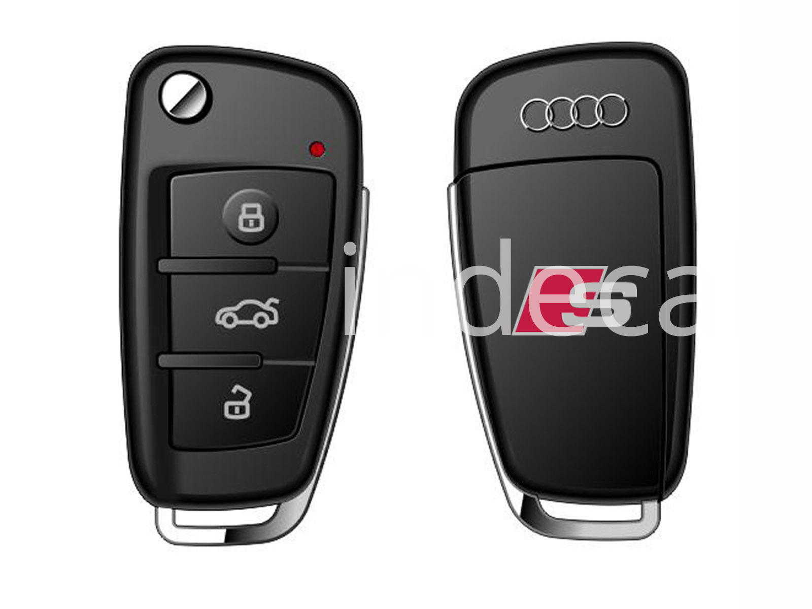 2 x Audi S-Line Stickers for Key Fob - Silver + Red