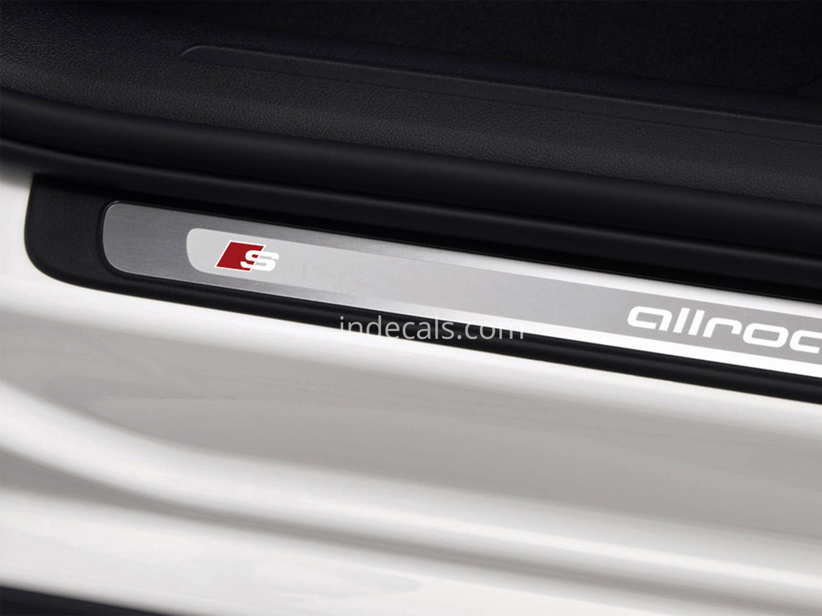4 x Audi S-Line Stickers for Door Sills - White + Red