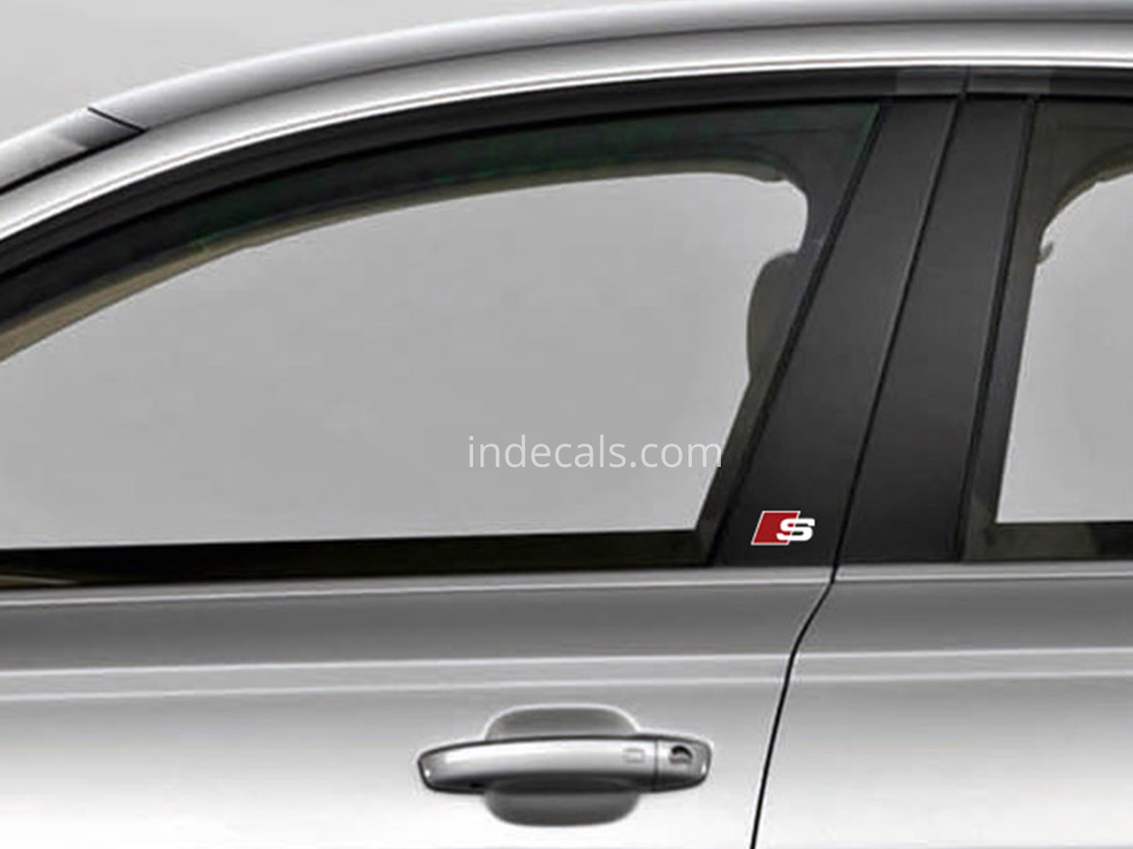 2 x Audi S-Line Stickers for Door Window Trim - White + Red