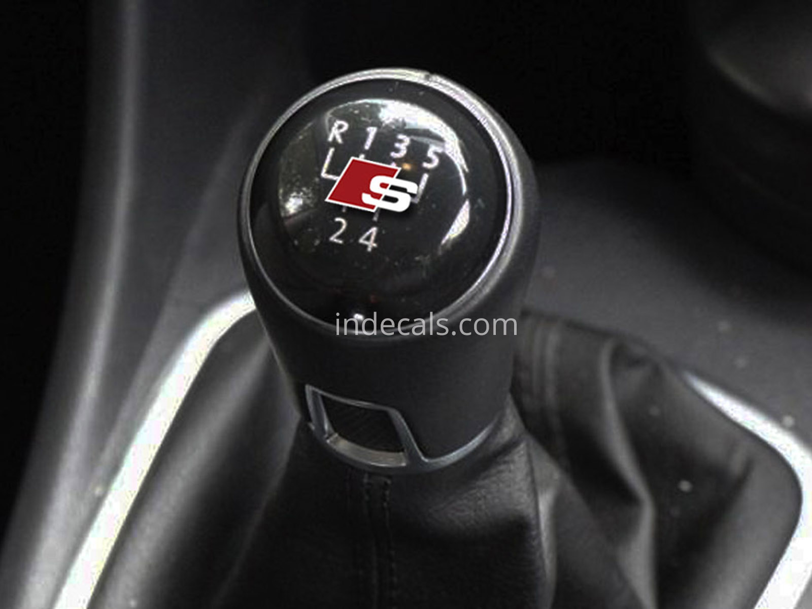 2 x Audi S-Line Stickers for Gear Knob - White + Red
