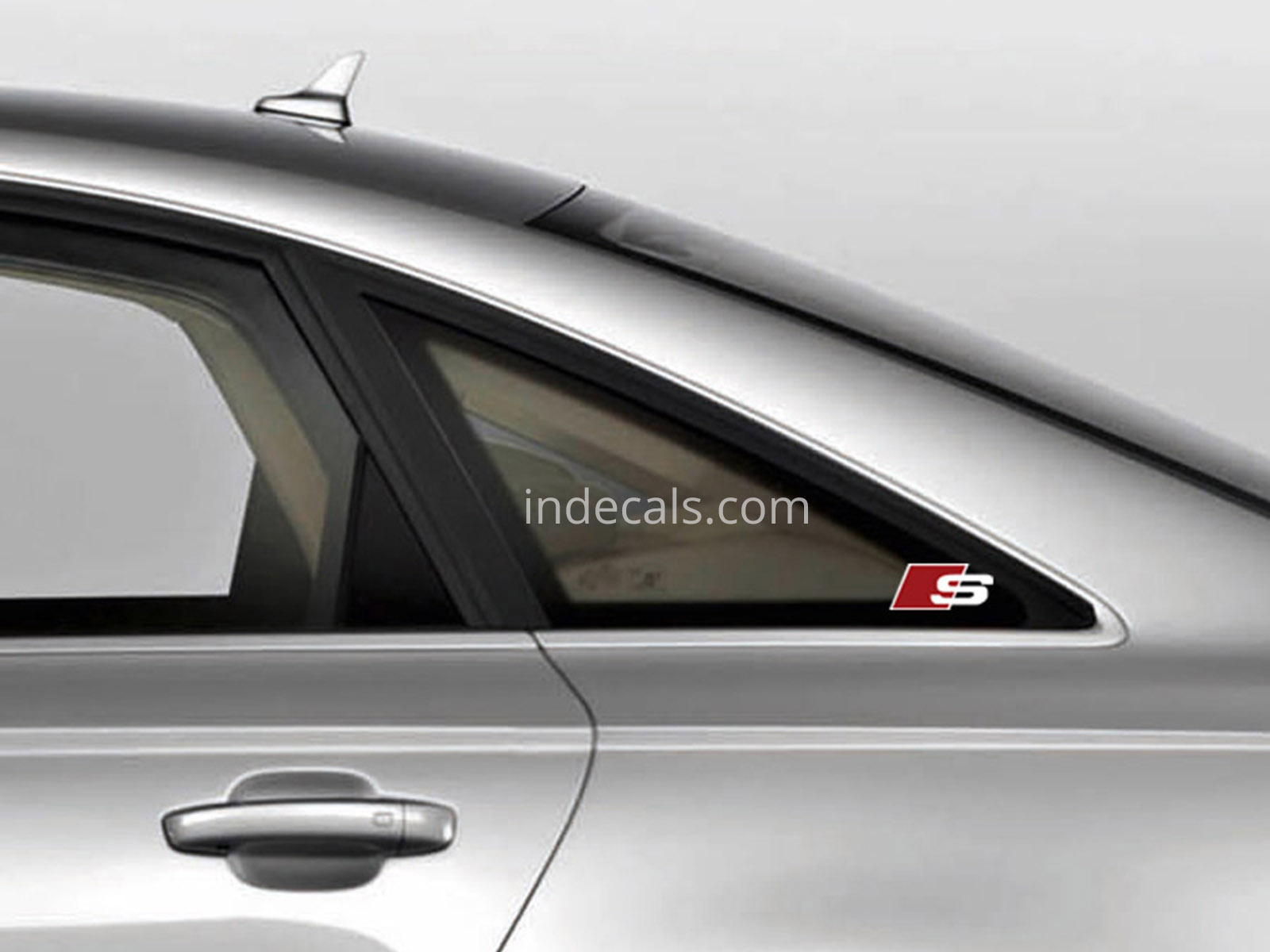2 x Audi S-Line Stickers for Rear Small Window - White + Red