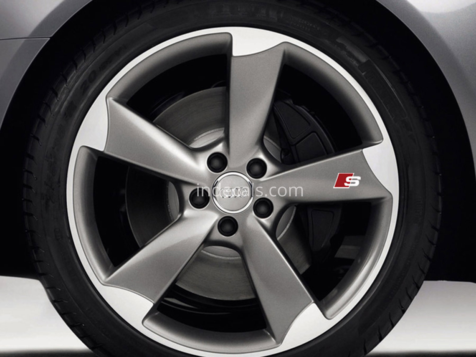 5 x Audi S-Line Stickers for Wheels - White + Red